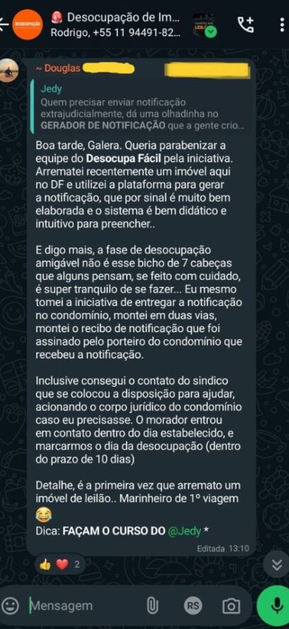 Conversa da desocupação de um imóvel de leilão no Distrito Federal – GO Conversa da desocupação de um imóvel de leilão no Distrito Federal - GO